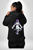 Dragon Ball Frieza Anime  Erkek Kadın Siyah Ön Sırt Baskılı Kapüşonlu Sweatshirt Hoodie