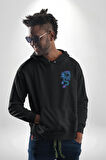 Çin Sitili Ejderha Bereket Tanrısı Erkek Kadın Siyah Ön Sırt Baskılı Kapüşonlu Sweatshirt Hoodie