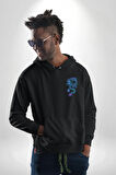 Çin Sitili Ejderha Bereket Tanrısı Erkek Kadın Siyah Ön Sırt Baskılı Kapüşonlu Sweatshirt Hoodie