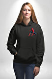 Spiderman Kahraman Erkek Kadın Siyah Ön Sırt Baskılı Kapüşonlu Sweatshirt Hoodie