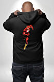 Flash Marvel Comics Film Kahraman Erkek Kadın Siyah Ön Sırt Baskılı Kapüşonlu Sweatshirt Hoodie