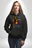 Kayakcı Kız  Erkek Kadın Siyah Dijital Baskılı Kapüşonlu Sweatshirt Hoodie