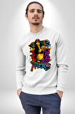 Kayakcı Kız  Erkek Kadın Unisex Dijital Baskılı Beyaz Sweatshirt