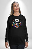 Halloween Skeleton Eğlenceli Cadılar Bayramı Erkek Kadın Unisex Dijital Baskılı Siyah Sweatshirt