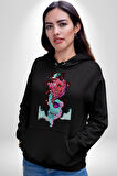 Space Party Astronaut Absürt Neon Renkli Uzay Erkek Kadın Siyah Dijital Baskılı Kapüşonlu Sweatshirt Hoodie