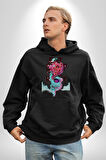 Space Party Astronaut Absürt Neon Renkli Uzay Erkek Kadın Siyah Dijital Baskılı Kapüşonlu Sweatshirt Hoodie