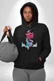 Space Party Astronaut Absürt Neon Renkli Uzay Erkek Kadın Siyah Dijital Baskılı Kapüşonlu Sweatshirt Hoodie