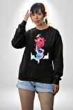 Space Party Astronaut Absürt Neon Renkli Uzay Erkek Kadın Unisex Dijital Baskılı Siyah Sweatshirt