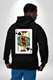 Jack of Spades Klasik İskambil Kartı Grafiği Erkek Kadın Siyah Ön Sırt Baskılı Kapüşonlu Sweatshirt Hoodie