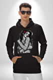 Tattooed Rose Lady Gothic Dövme Sanatı Temalı Erkek Kadın Siyah Dijital Baskılı Kapüşonlu Sweatshirt Hoodie