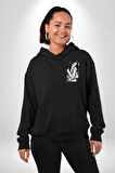 Tattooed Rose Lady Gothic Dövme Sanatı Temalı Erkek Kadın Siyah Ön Sırt Baskılı Kapüşonlu Sweatshirt Hoodie