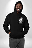 Tattooed Rose Lady Gothic Dövme Sanatı Temalı Erkek Kadın Siyah Ön Sırt Baskılı Kapüşonlu Sweatshirt Hoodie