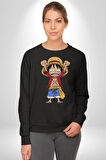 Anime Pirate Hero Maceracı Ruh ve Korsan Erkek Kadın Unisex Dijital Baskılı Siyah Sweatshirt