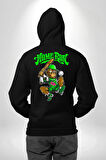 Home Run Monkey Beyzbol Eğlenceli Karakter Erkek Kadın Siyah Ön Sırt Baskılı Kapüşonlu Sweatshirt Hoodie