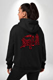 Death Metal Gotik ve Korku Temalı Tasarım Erkek Kadın Siyah Ön Sırt Baskılı Kapüşonlu Sweatshirt Hoodie