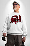 Death Metal Gotik ve Korku Temalı Tasarım Erkek Kadın Unisex Dijital Baskılı Beyaz Sweatshirt
