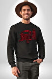 Death Metal Gotik ve Korku Temalı Tasarım Erkek Kadın Unisex Dijital Baskılı Siyah Sweatshirt
