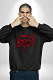 Death Metal Gotik ve Korku Temalı Tasarım Erkek Kadın Unisex Dijital Baskılı Siyah Sweatshirt