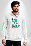 Rick and Morty - Bilim Kurgu Macera Teması Erkek Kadın Beyaz Dijital Baskılı Kapüşonlu Sweatshirt Hoodie