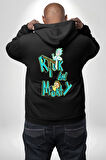 Rick and Morty - Bilim Kurgu Macera Teması Erkek Kadın Siyah Ön Sırt Baskılı Kapüşonlu Sweatshirt Hoodie