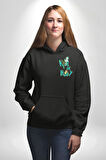 Rick and Morty - Bilim Kurgu Macera Teması Erkek Kadın Siyah Ön Sırt Baskılı Kapüşonlu Sweatshirt Hoodie