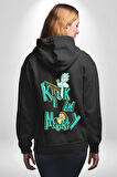 Rick and Morty - Bilim Kurgu Macera Teması Erkek Kadın Siyah Ön Sırt Baskılı Kapüşonlu Sweatshirt Hoodie