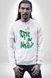 Rick and Morty - Bilim Kurgu Macera Teması Erkek Kadın Unisex Dijital Baskılı Beyaz Sweatshirt