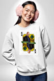 Walter White - Breaking Bad Maça Kralı Erkek Kadın Unisex Dijital Baskılı Beyaz Sweatshirt
