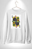 Walter White - Breaking Bad Maça Kralı Erkek Kadın Unisex Dijital Baskılı Beyaz Sweatshirt
