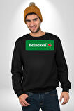 Heineken - İkonik Bira Markası Logosu Erkek Kadın Unisex Dijital Baskılı Siyah Sweatshirt