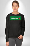 Heineken - İkonik Bira Markası Logosu Erkek Kadın Unisex Dijital Baskılı Siyah Sweatshirt