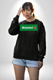 Heineken - İkonik Bira Markası Logosu Erkek Kadın Unisex Dijital Baskılı Siyah Sweatshirt
