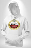Amstel Lager - Dünya Çapında Kaliteli Bira Erkek Kadın Beyaz Dijital Baskılı Kapüşonlu Sweatshirt Hoodie