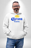 Corona Extra - İkonik Meksika Bira Markası Erkek Kadın Beyaz Dijital Baskılı Kapüşonlu Sweatshirt Hoodie