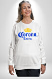 Corona Extra - İkonik Meksika Bira Markası Erkek Kadın Unisex Dijital Baskılı Beyaz Sweatshirt