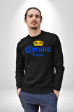Corona Extra - İkonik Meksika Bira Markası Erkek Kadın Unisex Dijital Baskılı Siyah Sweatshirt
