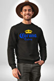 Corona Extra - İkonik Meksika Bira Markası Erkek Kadın Unisex Dijital Baskılı Siyah Sweatshirt