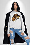 Öfkeli Ayı Pençesi - Güç ve Yırtıcılık Teması Erkek Kadın Unisex Dijital Baskılı Beyaz Sweatshirt