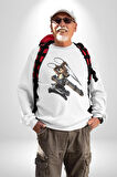 Eren Yeager (Attack on Titan) Erkek Kadın Unisex Dijital Baskılı Beyaz Sweatshirt