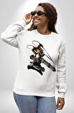 Eren Yeager (Attack on Titan) Erkek Kadın Unisex Dijital Baskılı Beyaz Sweatshirt