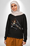 Eren Yeager (Attack on Titan) Erkek Kadın Unisex Dijital Baskılı Siyah Sweatshirt