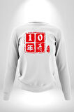 10 Yıl Anma Sembolü Erkek Kadın Unisex Dijital Baskılı Beyaz Sweatshirt