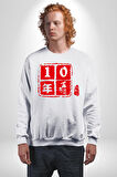 10 Yıl Anma Sembolü Erkek Kadın Unisex Dijital Baskılı Beyaz Sweatshirt