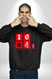 10 Yıl Anma Sembolü Erkek Kadın Unisex Dijital Baskılı Siyah Sweatshirt