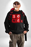 10 Yıl Anma Sembolü Erkek Kadın Unisex Dijital Baskılı Siyah Sweatshirt