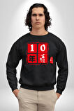 10 Yıl Anma Sembolü Erkek Kadın Unisex Dijital Baskılı Siyah Sweatshirt