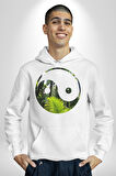 Doğa Silueti Erkek Kadın Beyaz Dijital Baskılı Kapüşonlu Sweatshirt Hoodie