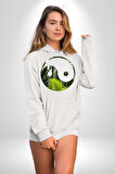 Doğa Silueti Erkek Kadın Beyaz Dijital Baskılı Kapüşonlu Sweatshirt Hoodie