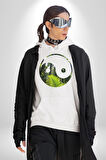 Doğa Silueti Erkek Kadın Beyaz Dijital Baskılı Kapüşonlu Sweatshirt Hoodie