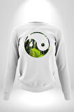 Doğa Silueti Erkek Kadın Unisex Dijital Baskılı Beyaz Sweatshirt